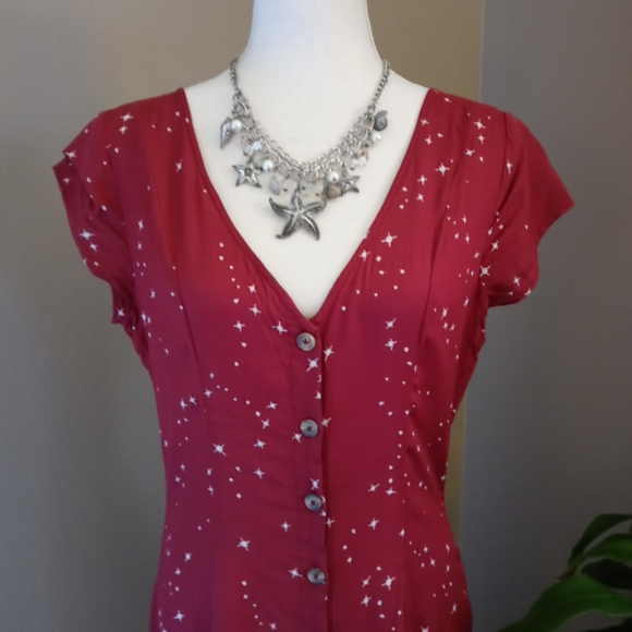 O'Neill rust colored star maxi dress button front - Picture 3 of 6